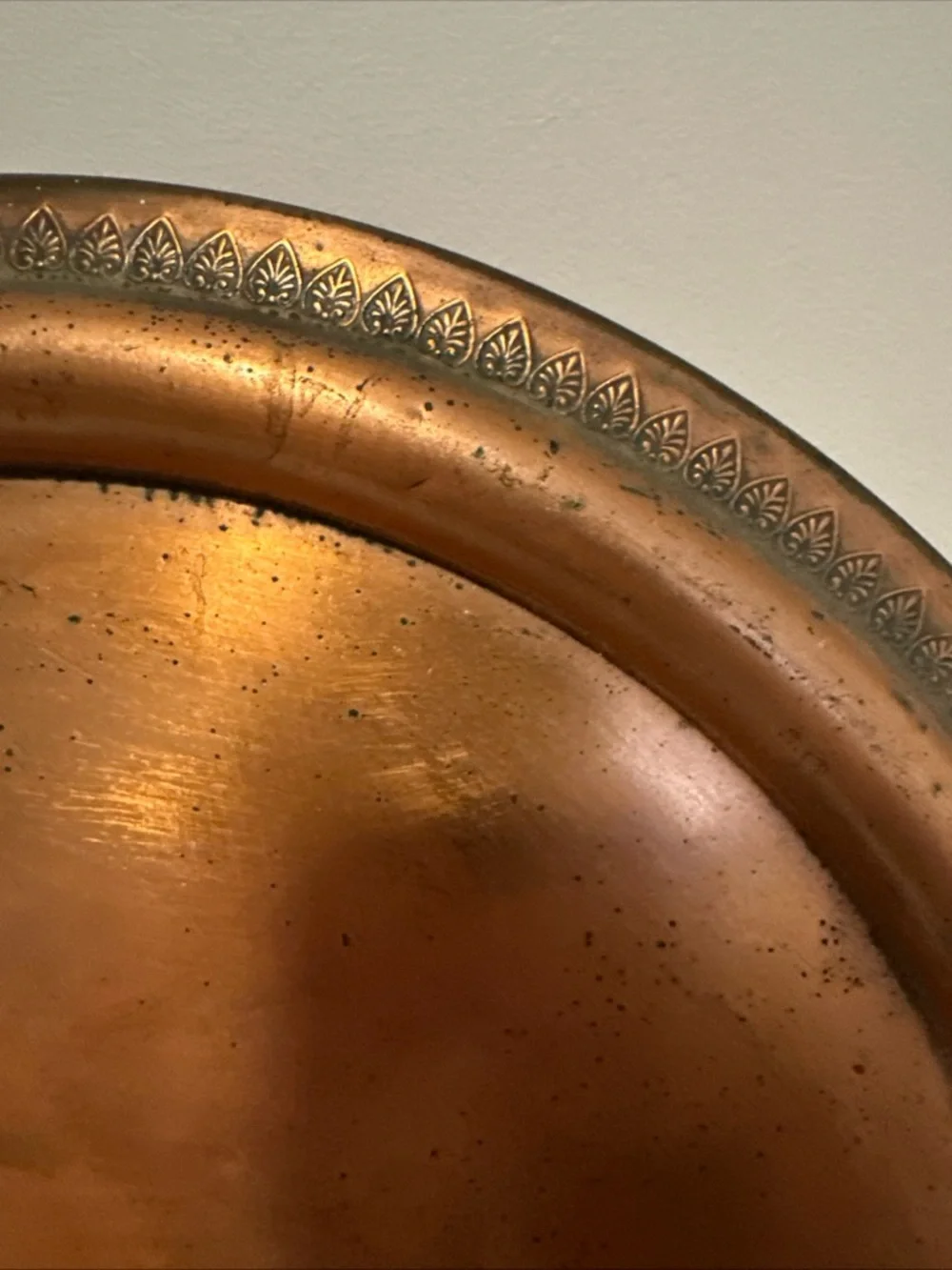 Vintage Copper Decorative serving tray barware vanity Warm Copper Tone 14.5”D